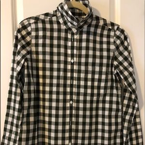 J.Crew moss green and white button down